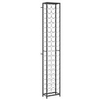 vidaXL Vyno laikiklis 57 buteliams, juodas, 34x18x200cm, kalta geležis