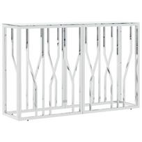 vidaXL Konsolinis staliukas, sidabrinis, 110x30x70cm, plienas/stiklas