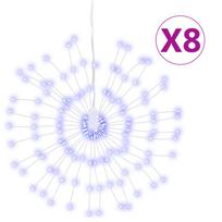 vidaXL Kalėdiniai šviestuvai fejerverkai, 8 vnt., 140 mėlynų LED, 17cm