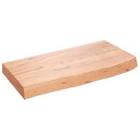 vidaXL Sieninė lentyna, šviesiai ruda, 60x30x(2–6)cm, ąžuolo masyvas
