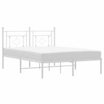 vidaXL Metalinis lovos rėmas su galvūgaliu, baltos spalvos, 135x190cm