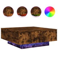 vidaXL Kavos staliukas su LED lemputėmis, dūminio ąžuolo, 80x80x31cm