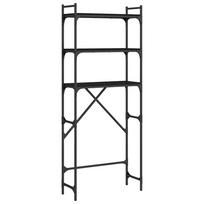 vidaXL Skalbimo mašinos lentyna, juoda, 67x25x163cm, apdirbta mediena