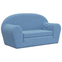 vidaXL Vaikiška dvivietė sofa-lova, mėlynos spalvos, minkštas pliušas