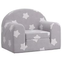 vidaXL Vaikiška sofa-lova, pilka, minkštas pliušas, su žvaigždėmis