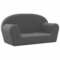 vidaXL Vaikiška dvivietė sofa, antracito spalvos, minkštas pliušas