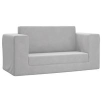 vidaXL Vaikiška dvivietė sofa-lova, šviesiai pilka, minkštas pliušas