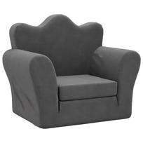 vidaXL Vaikiška sofa-lova, antracito spalvos, minkštas pliušas