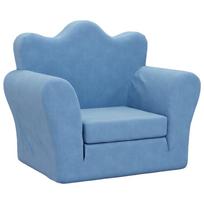 vidaXL Vaikiška sofa-lova, mėlynos spalvos, minkštas pliušas