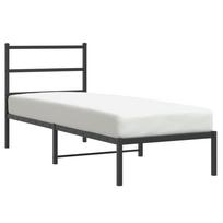vidaXL Metalinis lovos rėmas su galvūgaliu, juodos spalvos, 75x190cm