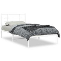 vidaXL Metalinis lovos rėmas su galvūgaliu, baltos spalvos, 107x203cm