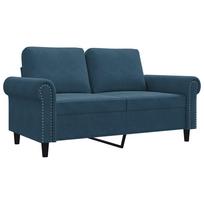 vidaXL Dvivietė sofa, mėlynos spalvos, 120cm, aksomas