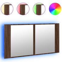 vidaXL Veidrodinė vonios spintelė su LED, ruda, 90x12x45cm, akrilas