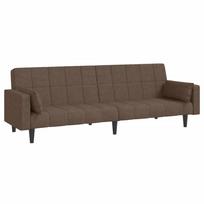 vidaXL Dvivietė sofa-lova su dvejomis pagalvėmis, taupe, audinys