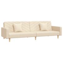 vidaXL Dvivietė sofa-lova su dvejomis pagalvėmis, kreminė, audinys