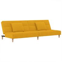 vidaXL Dvivietė sofa-lova su dvejomis pagalvėmis, geltona, audinys