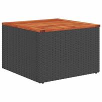 vidaXL Sodo stalas, juodas, 55x55x37 cm, polirotangas ir akacijos mediena