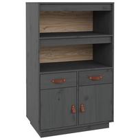 vidaXL Komoda, pilka, 67x40x108,5cm, pušies medienos masyvas
