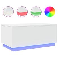 vidaXL Kavos staliukas su LED lemputėmis, baltos spalvos, 90x50x40cm