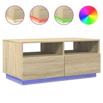 vidaXL Kavos staliukas su LED lemputėmis, sonoma ąžuolo, 90x49x40cm