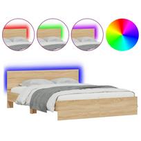 vidaXL Lovos rėmas su galvūgaliu ir LED, sonoma ąžuolo, 150x200cm
