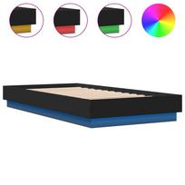 vidaXL Lovos rėmas su LED lemputėmis, juodos spalvos, 75x190cm