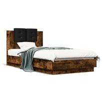vidaXL Lovos rėmas su galvūgaliu, dūminio ąžuolo, 75x190cm, mediena