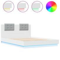 vidaXL Lovos rėmas su galvūgaliu ir LED, baltos spalvos, 120x200cm