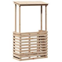 vidaXL Lauko baro stalas su stogeliu, 112,5x57x195,5cm, mediena