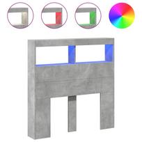 vidaXL Galvūgalis-spintelė su LED, betono pilkos spalvos, 100x17x102cm