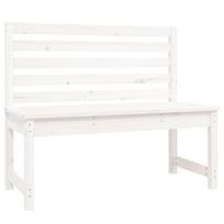 vidaXL Sodo suoliukas, baltos spalvos, 109cm, pušies medienos masyvas