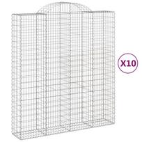vidaXL Išlenkti gabiono krepšiai, 10vnt., 200x50x220/240cm, geležis