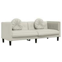 vidaXL Trivietė sofa su pagalvėlėmis, kreminės spalvos, aksomas