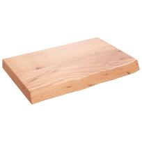 vidaXL Stalviršis, šviesiai rudas, 60x40x(2–6)cm, ąžuolo masyvas