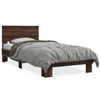 vidaXL Lovos rėmas, rudas ąžuolo, 75x190cm, apdirbta mediena/metalas