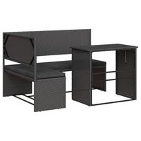 vidaXL Sodo sofa su stalu/pagalvėlėmis, juoda, poliratanas, L formos