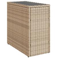 vidaXL Stalas su mediniu stalviršiu, smėlio, 58x27,5x55cm, poliratanas