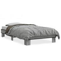 vidaXL Lovos rėmas, pilkas ąžuolo, 75x190cm, apdirbta mediena/metalas