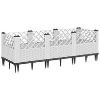 vidaXL Sodo lovelis su kuoliukais, baltas, 123,5x43,5x43,5cm, PP