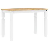 vidaXL Valgomojo stalas Corona, baltas, 112x60x75cm, pušies masyvas