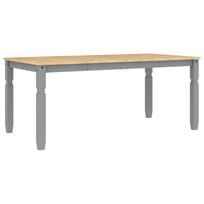vidaXL Valgomojo stalas Corona, pilkas, 180x90x75cm, pušies masyvas