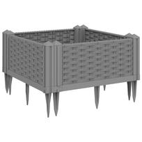 vidaXL Sodo lovelis su kuoliukais, pilkas, 42,5x42,5x28,5cm, PP