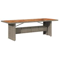 vidaXL Stalas su mediniu stalviršiu, pilkas, 240x90x75cm, poliratanas