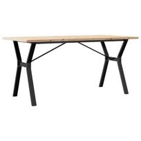 vidaXL Valgomojo stalas, 140x80x75,5cm, pušis ir plieninis, Y formos rėmas