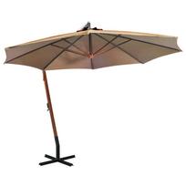 vidaXL Kabantis sodo skėtis su stulpu, taupe, 3,5x2,9m, eglės masyvas