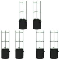 vidaXL Pomidorų narvai su augalų maišeliais, 6vnt., 116cm, plienas/PP