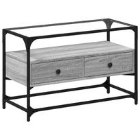 vidaXL TV spintelė su stikliniu stalviršiu, pilka, 80x35x51cm, mediena
