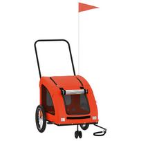 vidaXL Dviračio priekaba augintiniams, oranžinė, audinys/geležis