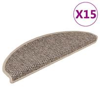 vidaXL Lipnūs laiptų kilimėliai, 15vnt., tamsios smėlio, 65x21x4cm