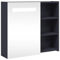 vidaXL Veidrodinė vonios kambario spintelė su LED, pilka, 60x13x52cm